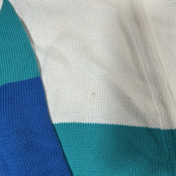 Vtg Dockers Women Heavy Cardigan Sweater Color Block Oversized 100% Cotton Sz M - Picture 6 of 7
